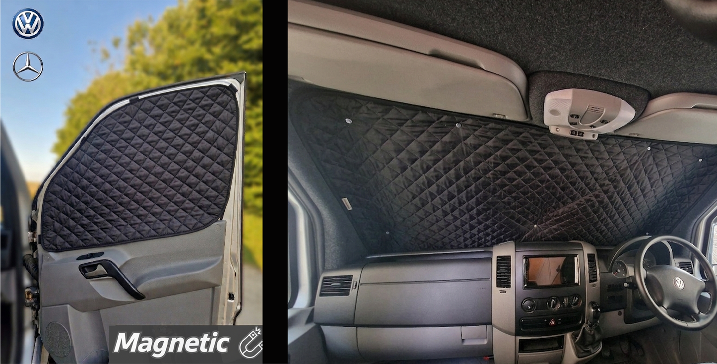 Mercedes Sprinter & Volkswagen Crafter Thermal Blinds – Windscreen & Magnetic Driver & Passenger Door Covers