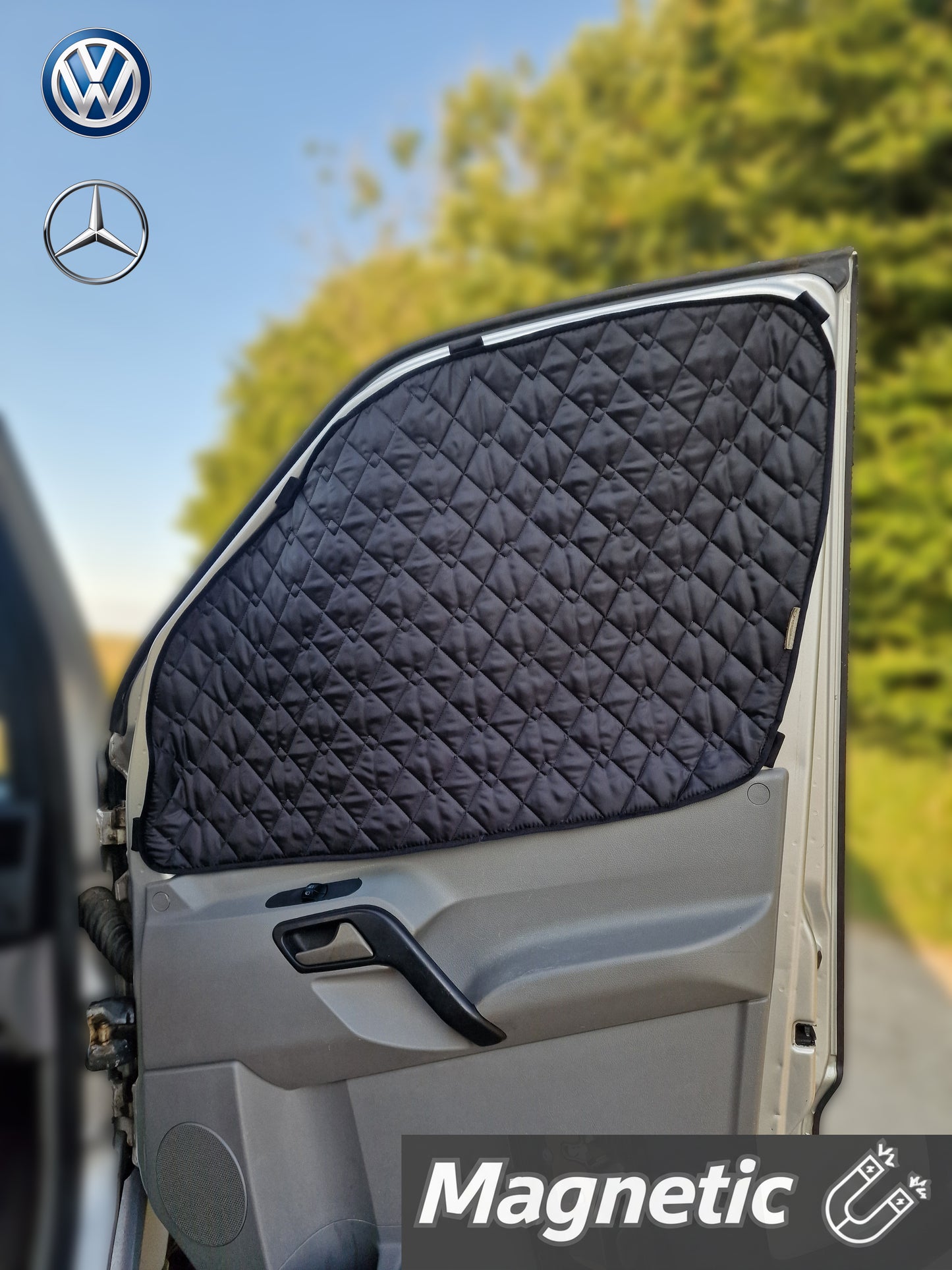 Mercedes Sprinter & Volkswagen Crafter Thermal Blinds – Windscreen & Magnetic Driver & Passenger Door Covers