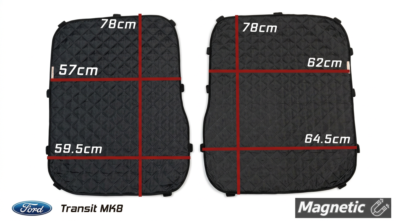 Ford Transit MK8 2015-2024 Thermal Blinds – Magnetic Rear Barn Door Covers (Pair)