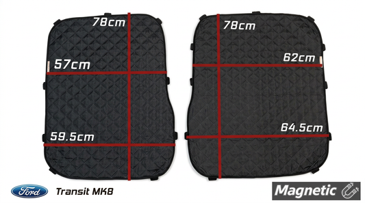 Ford Transit MK8  Magnetic Rear Barn Door Covers (Pair) Plus 2 Side windows
